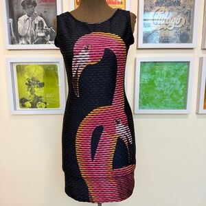 🖤🔥 Abstract Flamingo Graphic Sleeveless Mini Dress